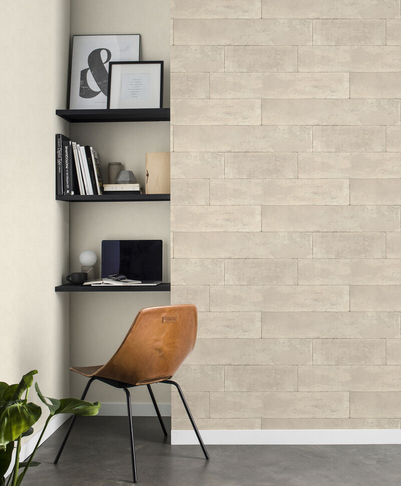 Lanier Neutral Stone Plank Wallpaper image number 2