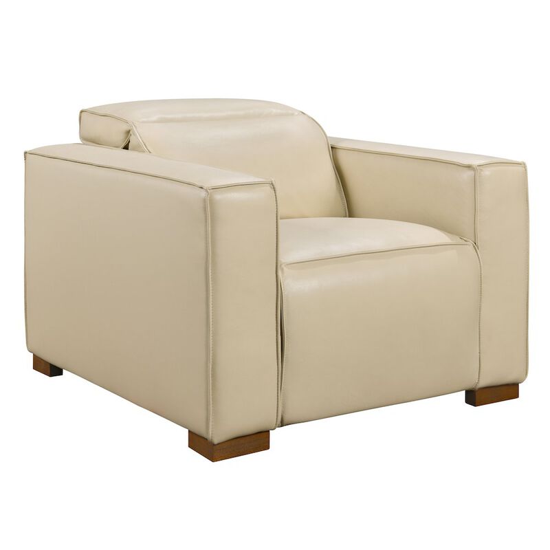 Riseholme Reclining Lounge Chair in Beige Full-Leather
