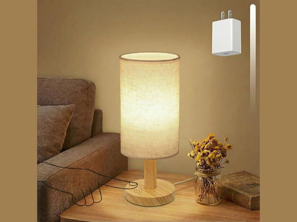 Cordless Touch Table Lamp for Bedroom Nightstand with 3 Dimming Levels