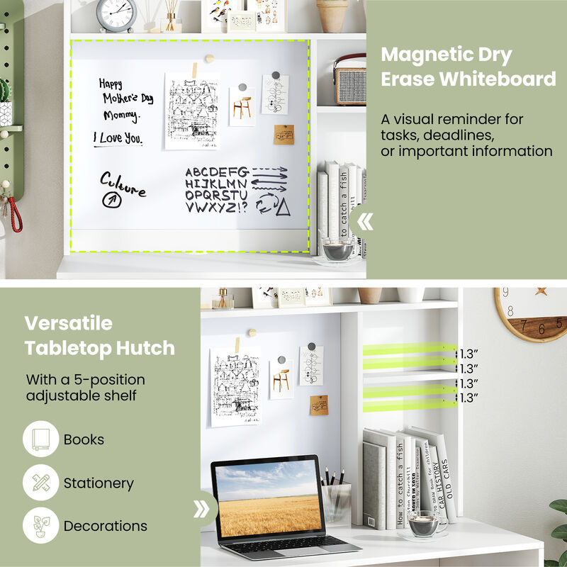 Compact Office Desk with Hutch and Magnetic Whiteboard for Productivity image number 6