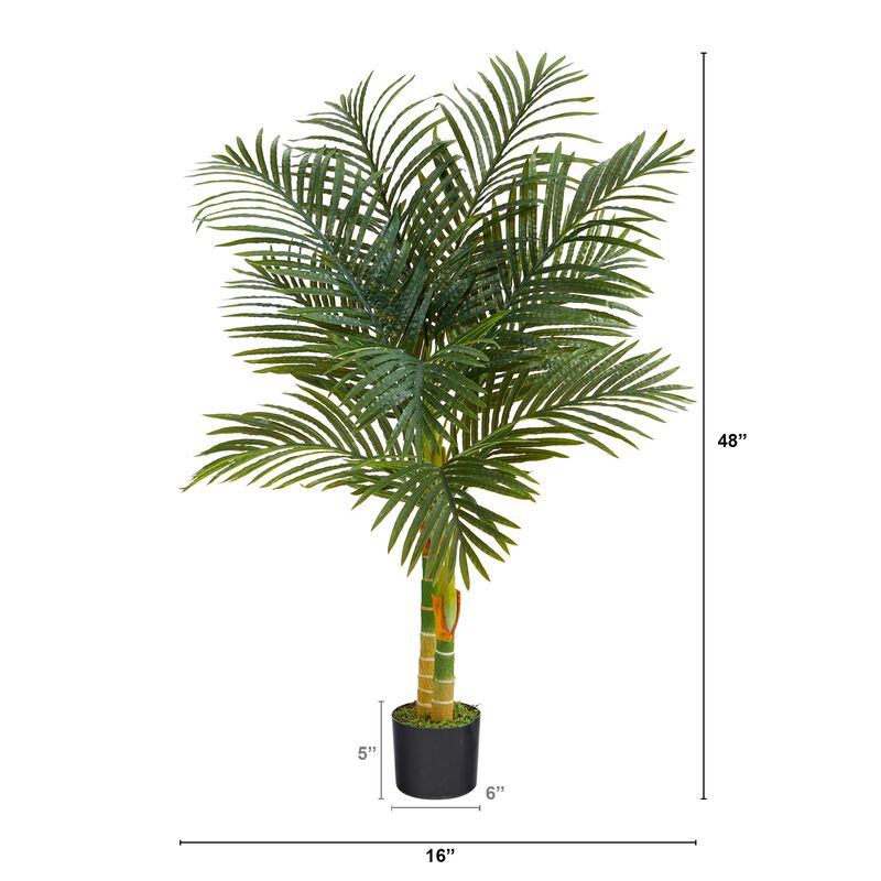 Hivvago 4 Feet Double Stalk Golden Cane Artificial Palm Tree