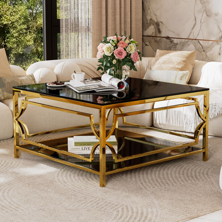 Lofnip Square Glass Coffee Table