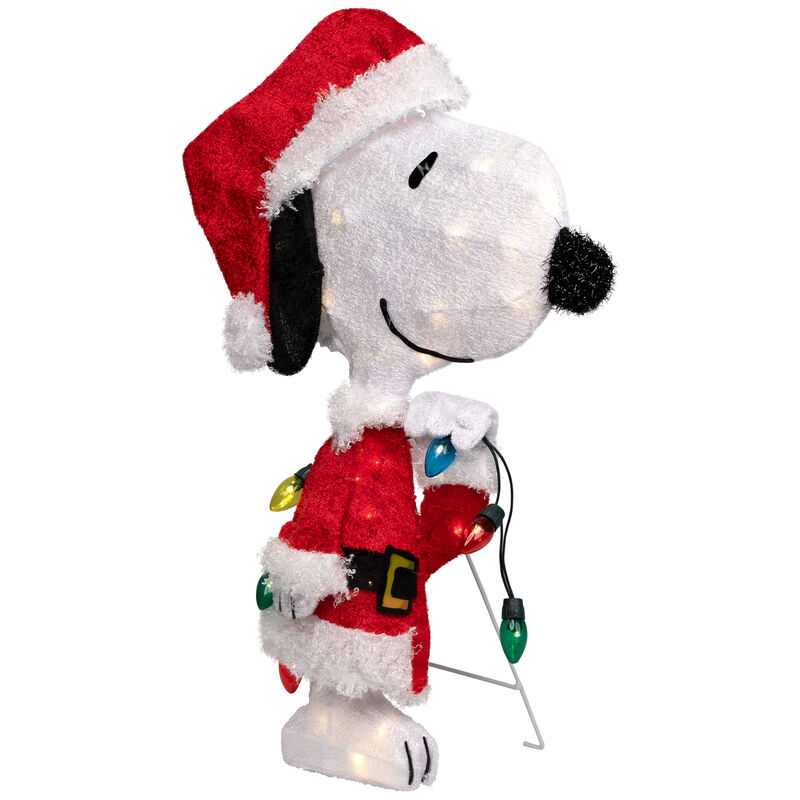 24" Lighted Santa Snoopy with String Lights Outdoor Christmas Yard Decoration image number 4