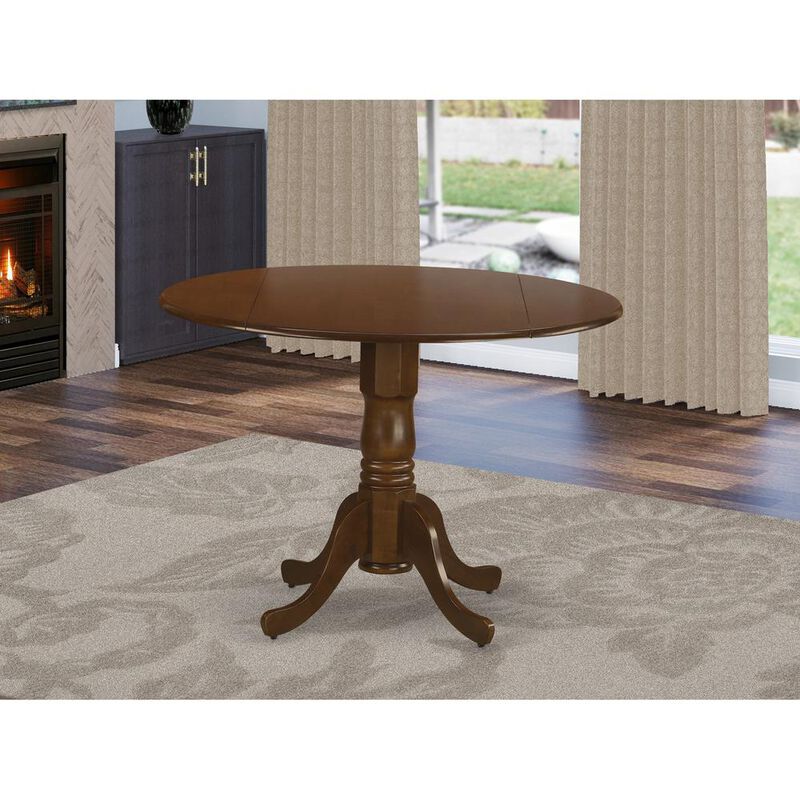Dublin Round Table with two 9" Drop Leaves in Saddle Brown Finish
