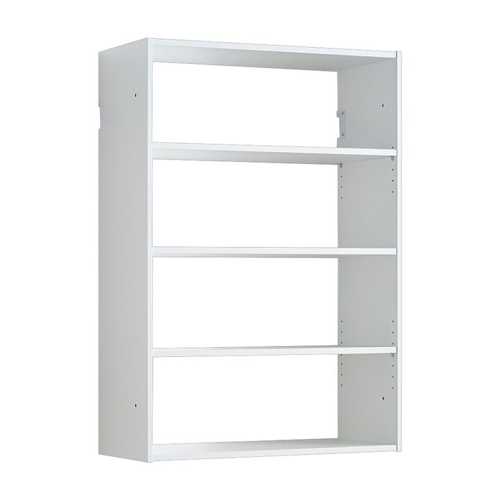 Vedz Wall Mount Adjustable Shelf, 4 Open Shelves, White Melamine