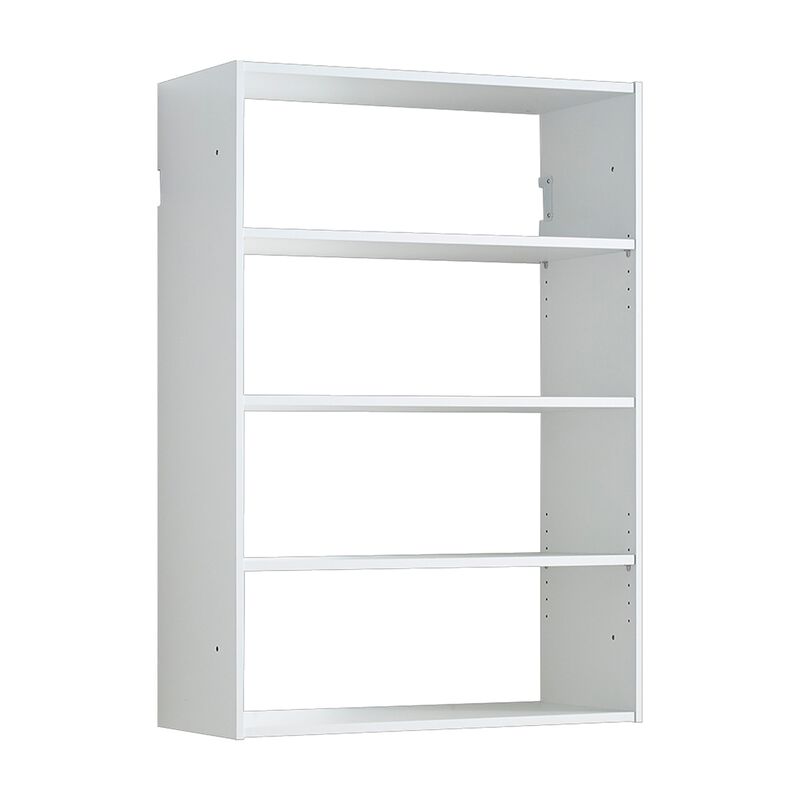 Vedz Wall Mount Adjustable Shelf, 4 Open Shelves, White Melamine