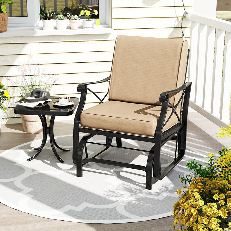 Outdoor Rocking Glider Chair with Thick Cushions and Metal Frame image number 3