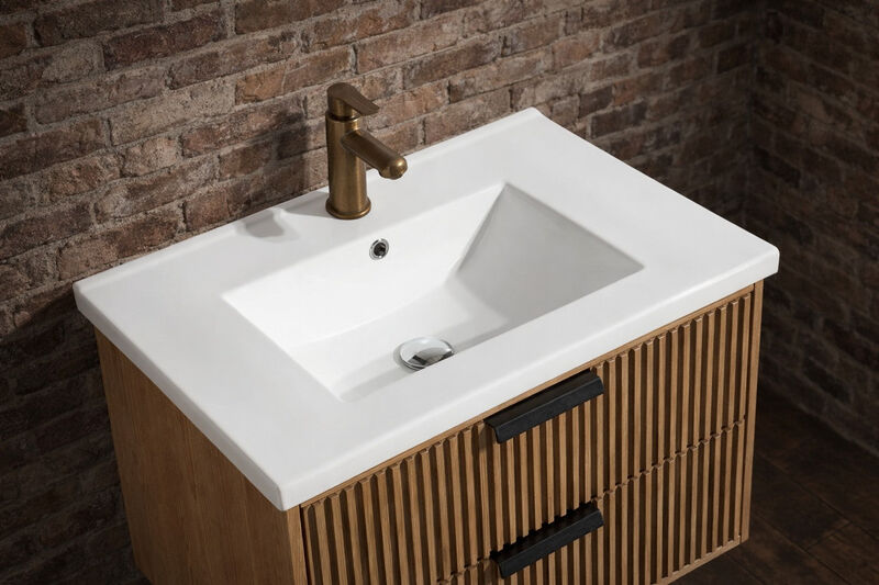 Diego 30" Floating Bathroom Vanity Weathered Fir image number 3