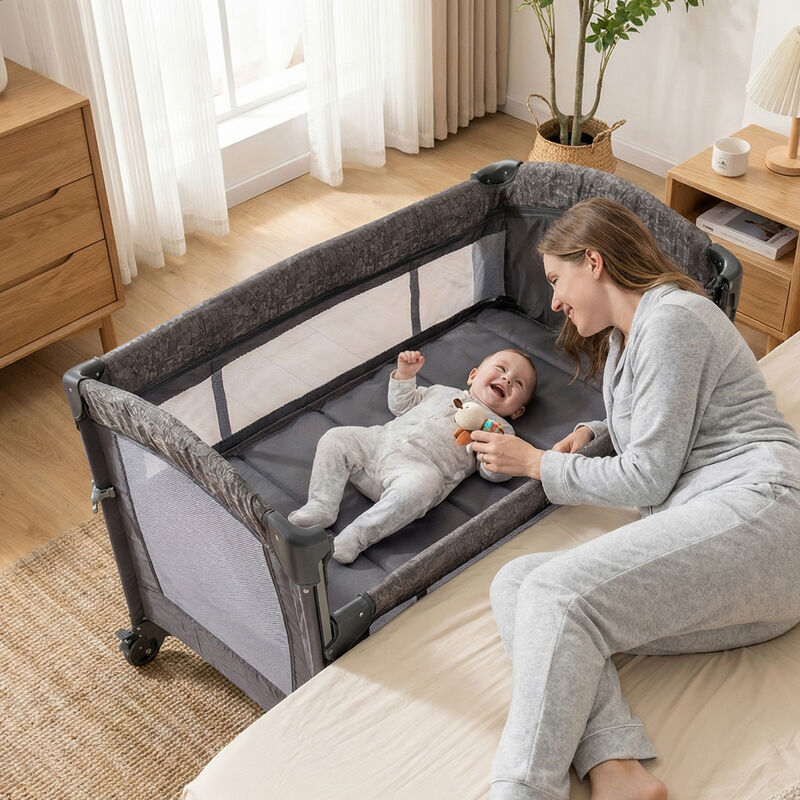 Convertible 5-in-1 Bedside Bassinet with Mattress & Diaper Table image number 4