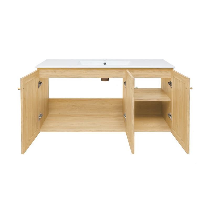 Classe 48" Wall-Mounted Bathroom Vanity in Natural Oak image number 7