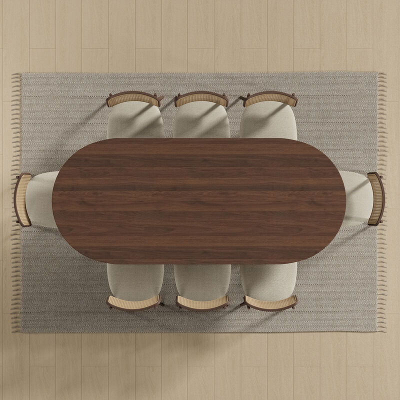 79 Cinna Black Oak Wood Oval Dining Table (Seats 8).