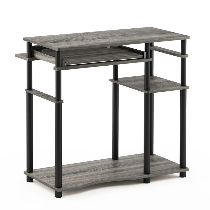 Furinno Furinno Abbott Computer Desk with Bookshelf, French Oak Grey/Black, 17097GYW/BK