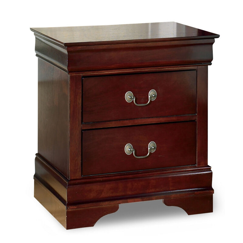 Deyr Nightstand, 2 Drawers, Bronze, Louis Philippe Molding Brown - Benzara