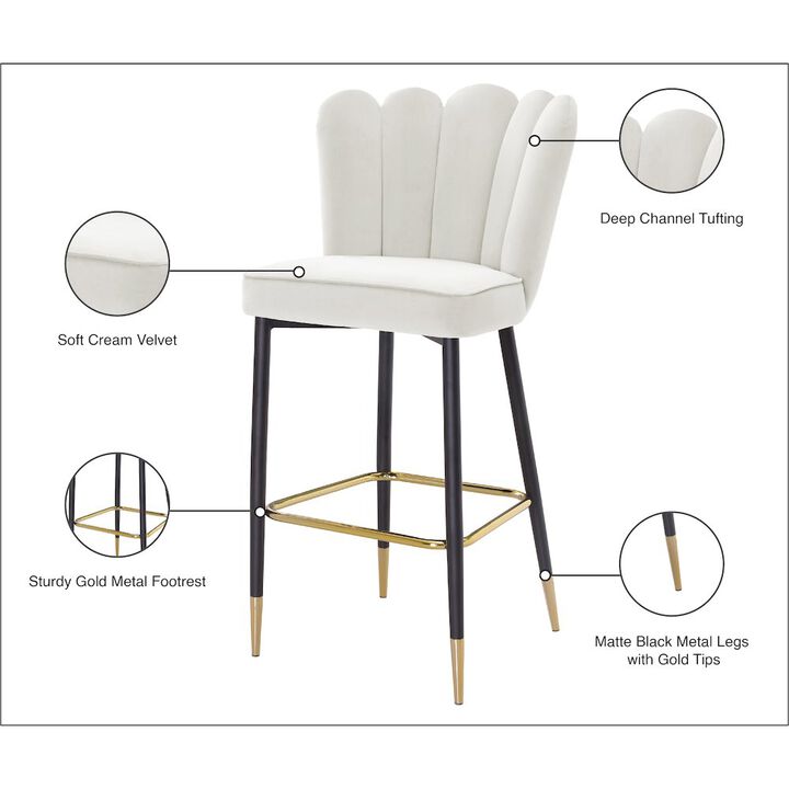 Meridian Furniture Lily Cream Velvet Stool, Set of 2