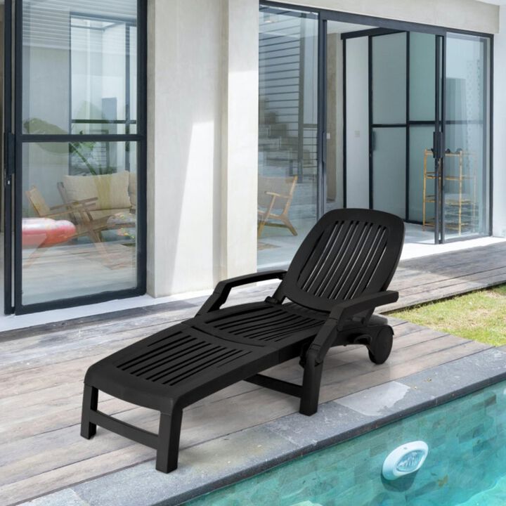 Hivvago Adjustable Patio Sun Lounger with Weather Resistant Wheels