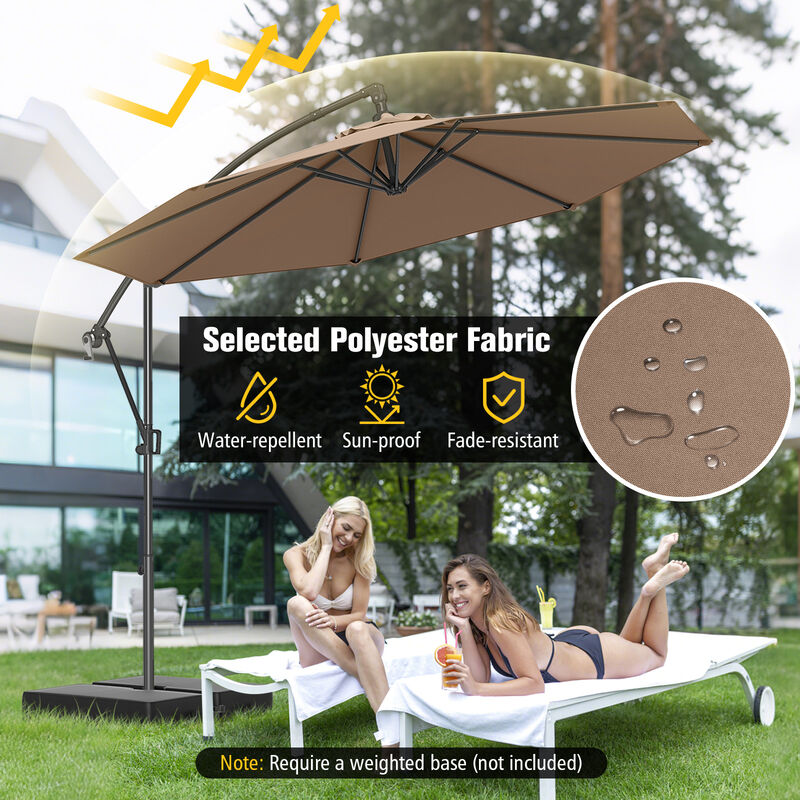 Offset Hanging Patio Umbrella with Base &ndash; Infinite Tilt Cantilever Design