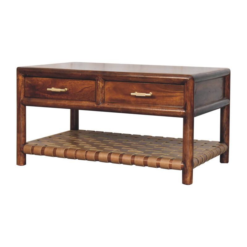 Artisan Furniture Solid Wood Regency Woven Console Table with 2 drawers