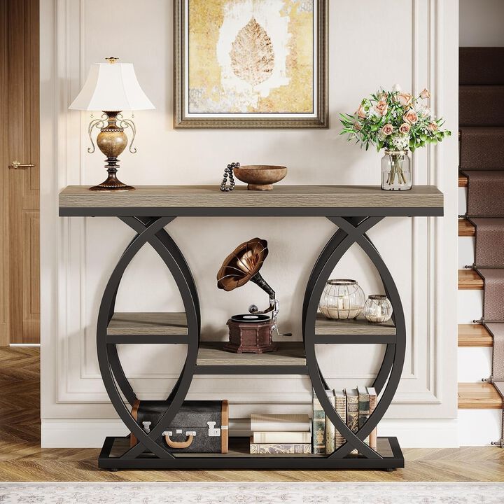 Tribesigns Contemporary 4-Tier Wood Console Table with Storage Shelves