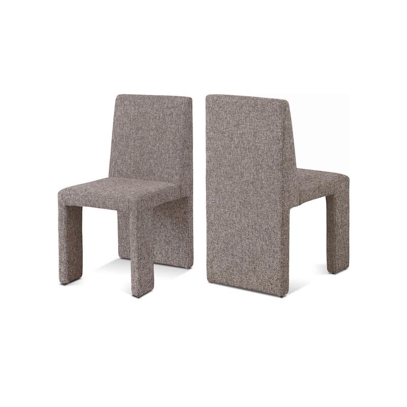 Meridian Furniture Benson Brown Linen Textured Fabric Dining Chair, Set of 2