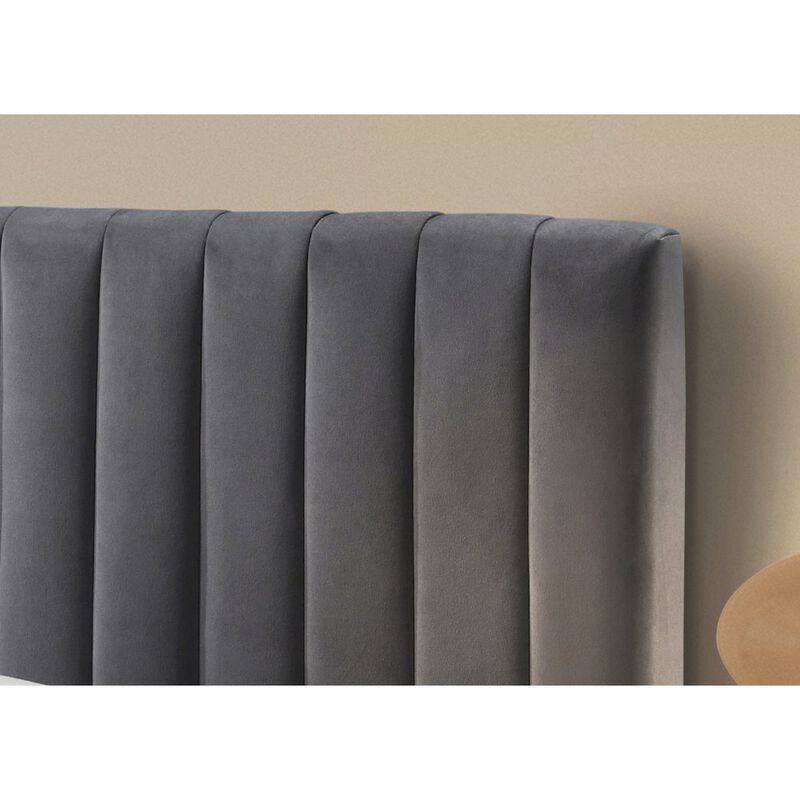 Omax Decor Julia Upholstered Contemporary Fabric King Platform Bed in Charcoal