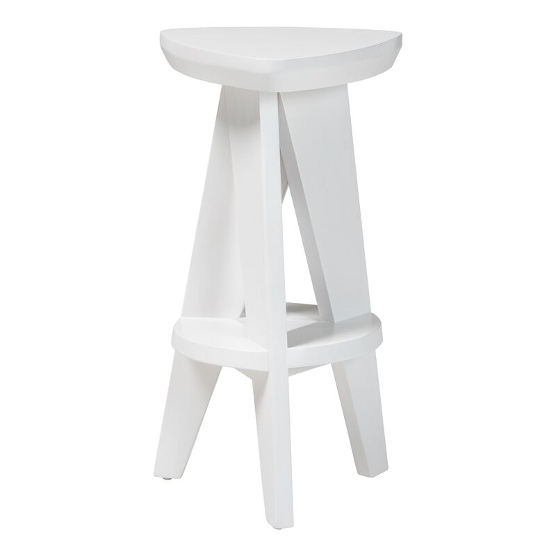 bali & pari Roy Wood Counter Stool - Sculptural Backless Accent Stool with Geometric Base and Integrated Footrest image number 2