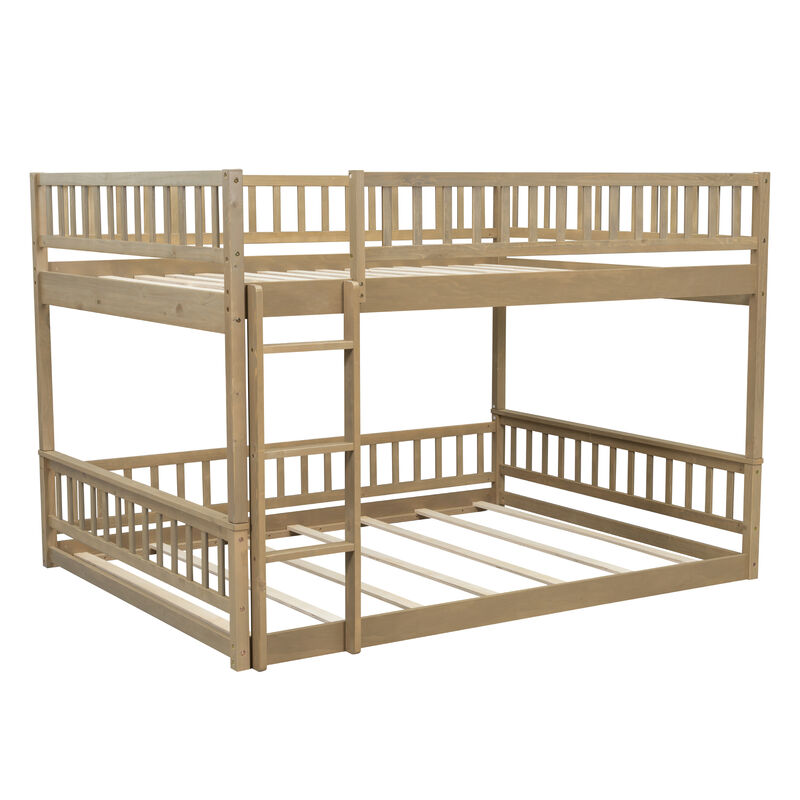Whisen Queen over Queen Bunk Bed with Ladder and Guardrails