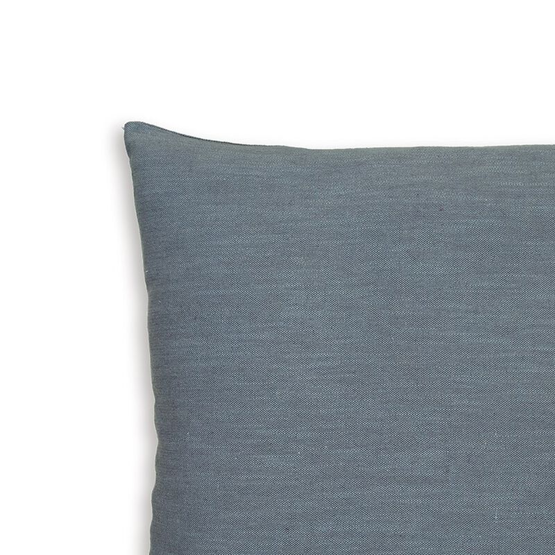 Ina 22 Inch Accent Throw Pillow Set of 4, Square, Classic Blue Cotton Linen - Benzara