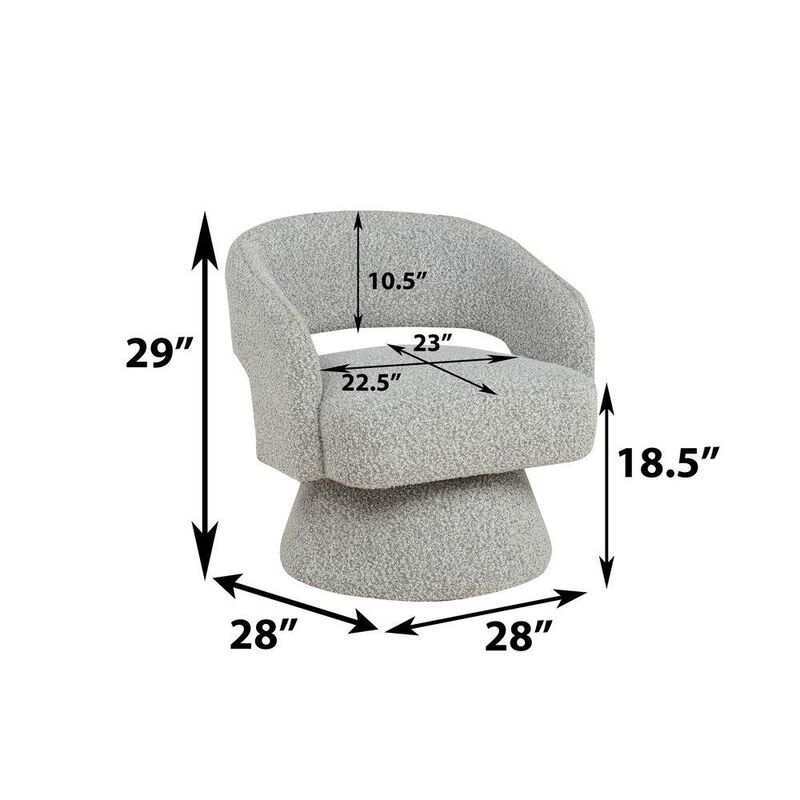 Rich Gray Boucle Swivel Accent Barrel Chair