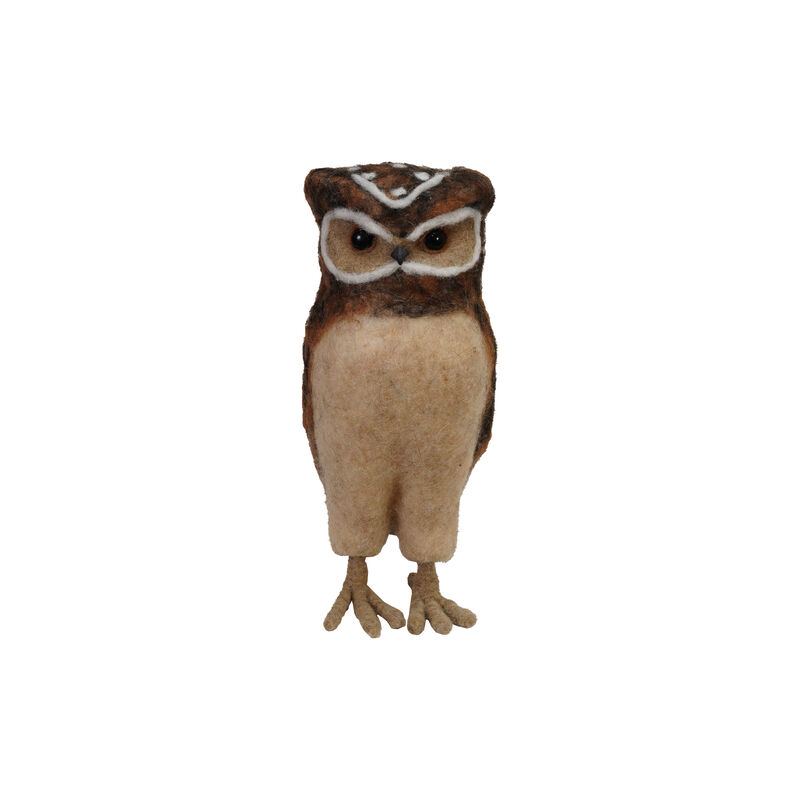 Handmade Wool Felt Burrowing Owl, Brown image number 0