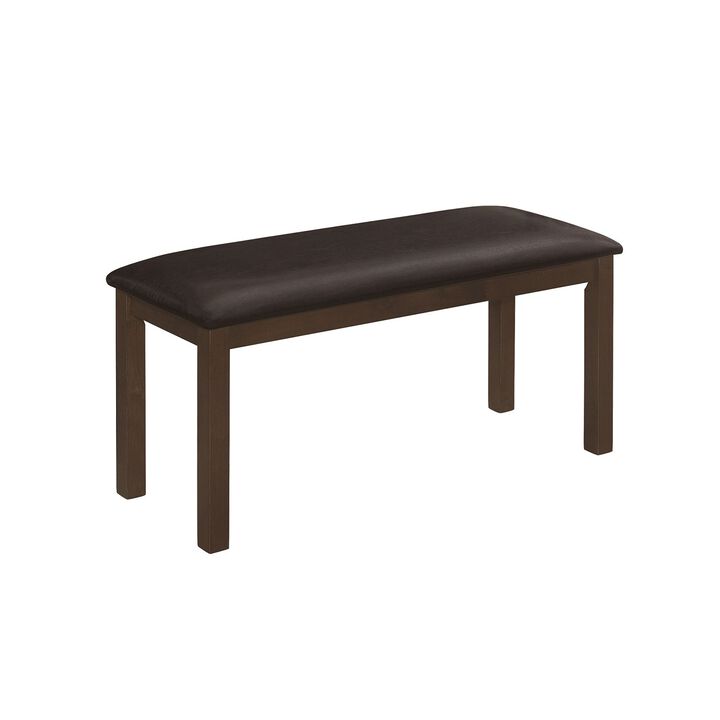 Monarch Specialties I 1305 - Bench, 42" Rectangular, Wood, Upholstered, Dining Room, Kitchen, Entryway, Brown, Transitional