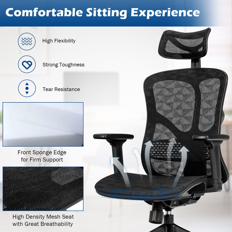 Costway Ergonomic High Back Mesh Office Chair Adjustable Swivel Computer Chair image number 8