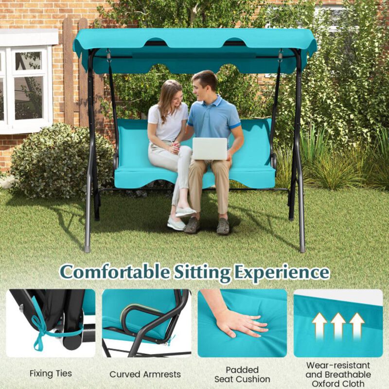 Hivvago 3 Seat Outdoor Patio Canopy Swing with Cushioned Steel Frame