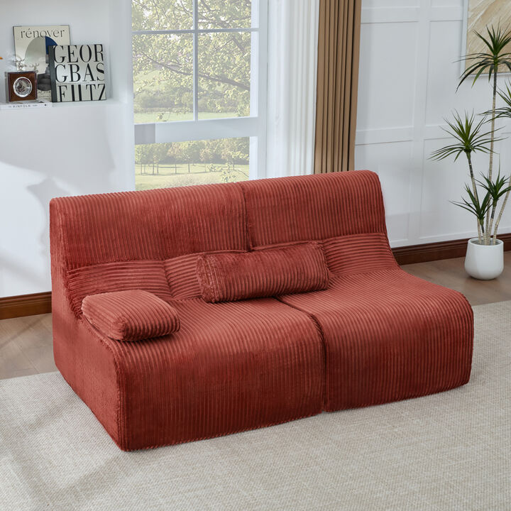 Merax Customizable Modular Sofa with Corduroy Upholstery, Easy Delivery via Compression Packaging