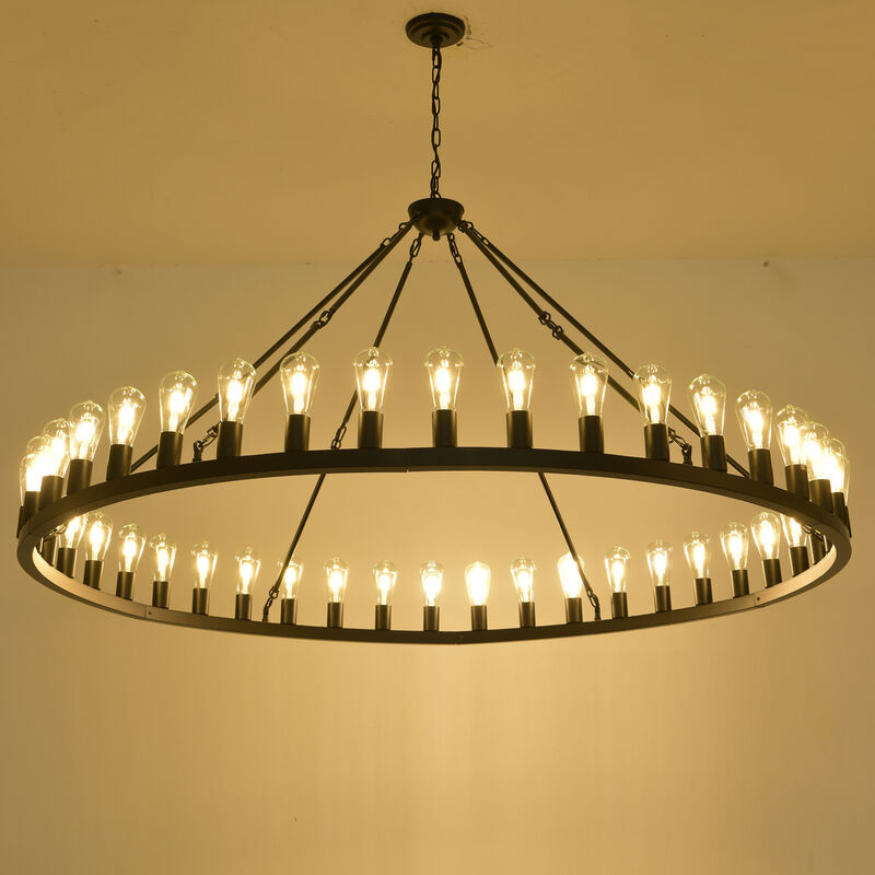 ELEMENT ACE Large Wagon Wheel Hanging Chandelier with 360&deg; Light Coverage Adjustable Height for Dining Room Kitchen Island Entryway Foyer Living Room Decor image number 5
