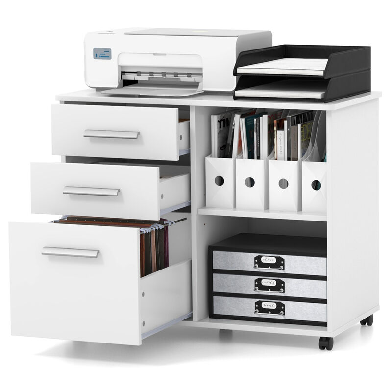 3-Drawer Mobile Lateral File Cabinet Printer Stand image number 5