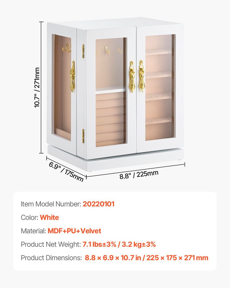 5-Drawer Rotating Jewelry Organizer Box &ndash; Stylish Storage for Necklaces, Rings & Earrings