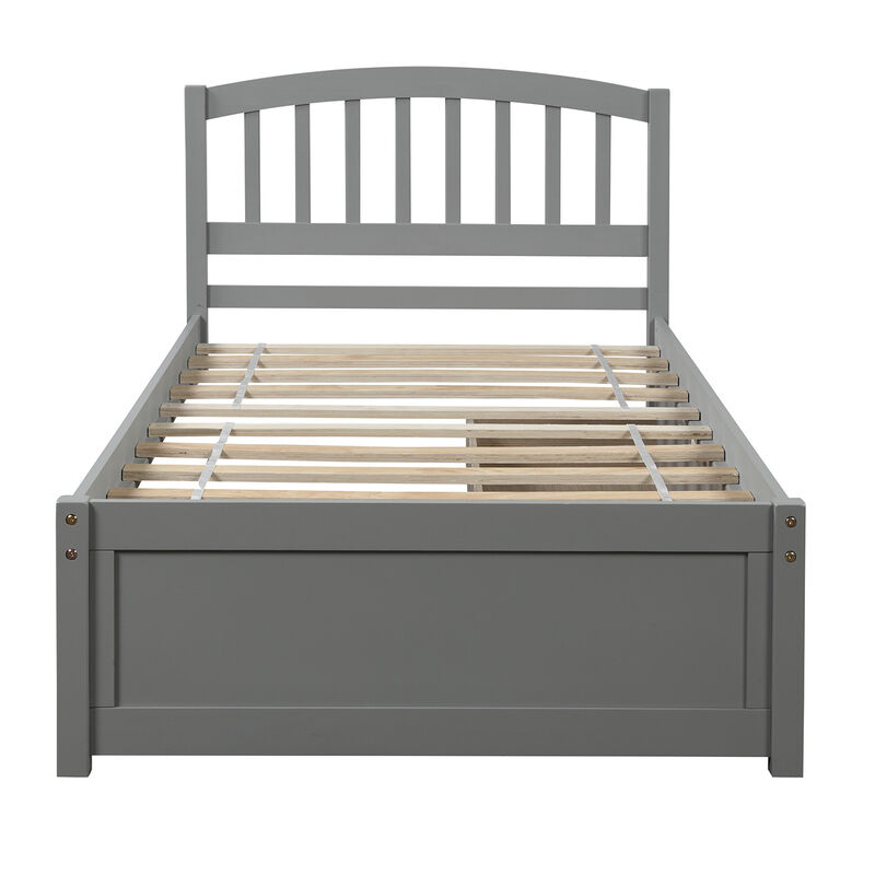 Whisen Elegant Design Twin Size Platform Bed with Two Drawers and Headboard - Gray