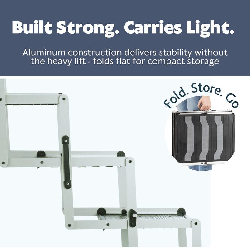 TRIXIE Heavy Duty Foldable 3 Step Pet Stairs, Lightweight Aluminum, Portable Pet Steps image number 6