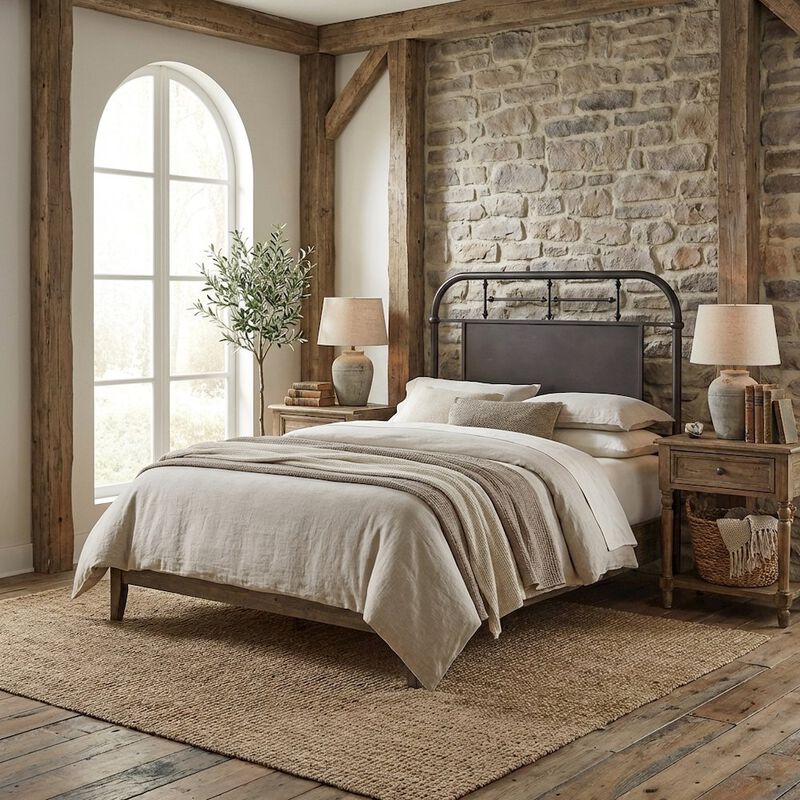 Twin Distressed Metal Headboard, Vintage Design, Sturdy Metal Tube Construction image number 5