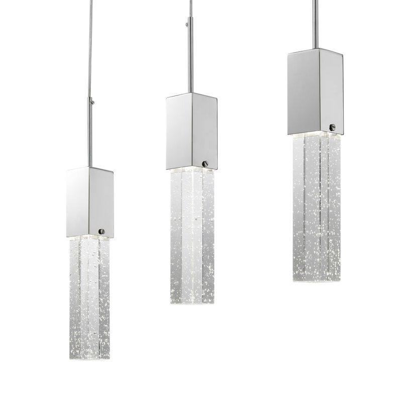 Sparkling Night Chandelier Chrome Metal and Acrylic 5 LED Light Dimmable