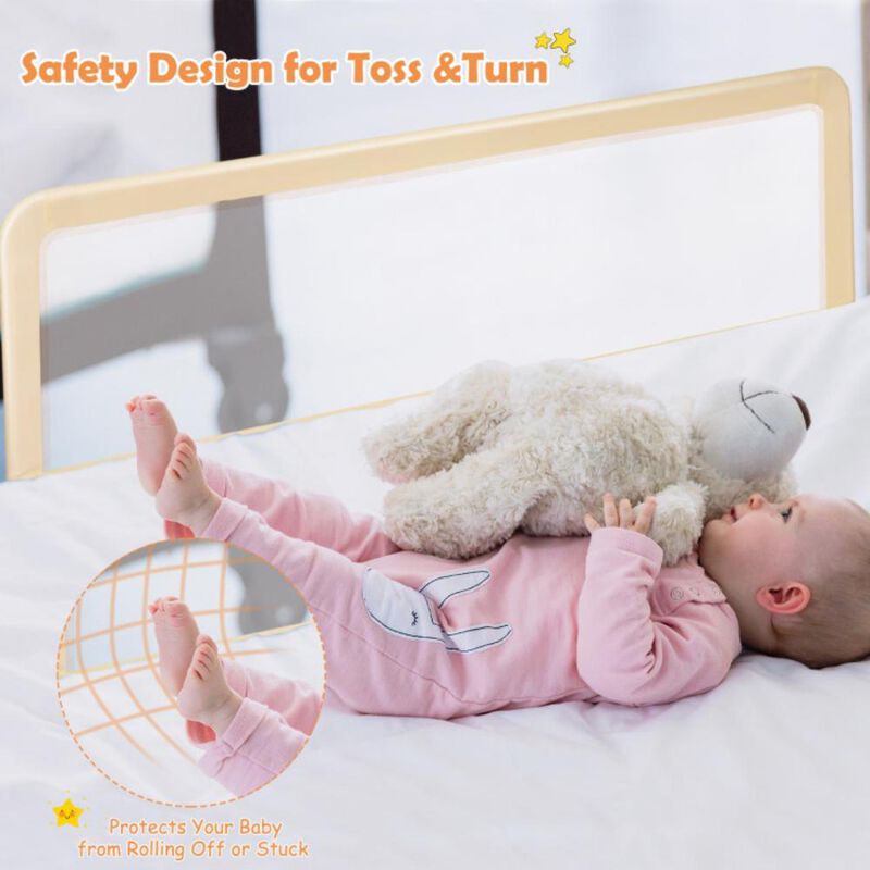 Folding Breathable Baby Bed Rail Guard with Safety Strap for Secure and Comfortable Sleep