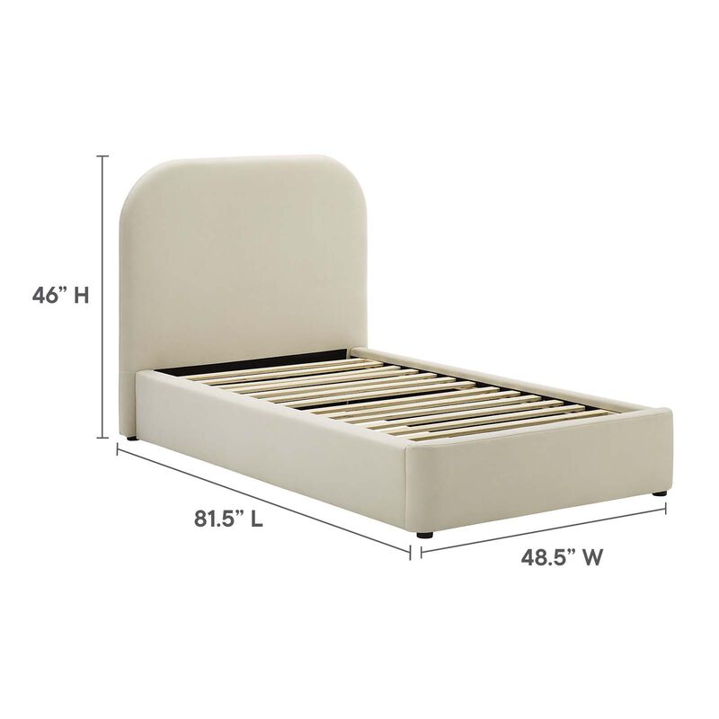 Keynote Performance Velvet Curved Twin Platform Bed image number 6
