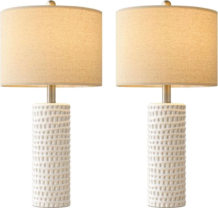 ShipItFurniture 24-Inch White Ceramic Table Lamp Set - 2 Pack