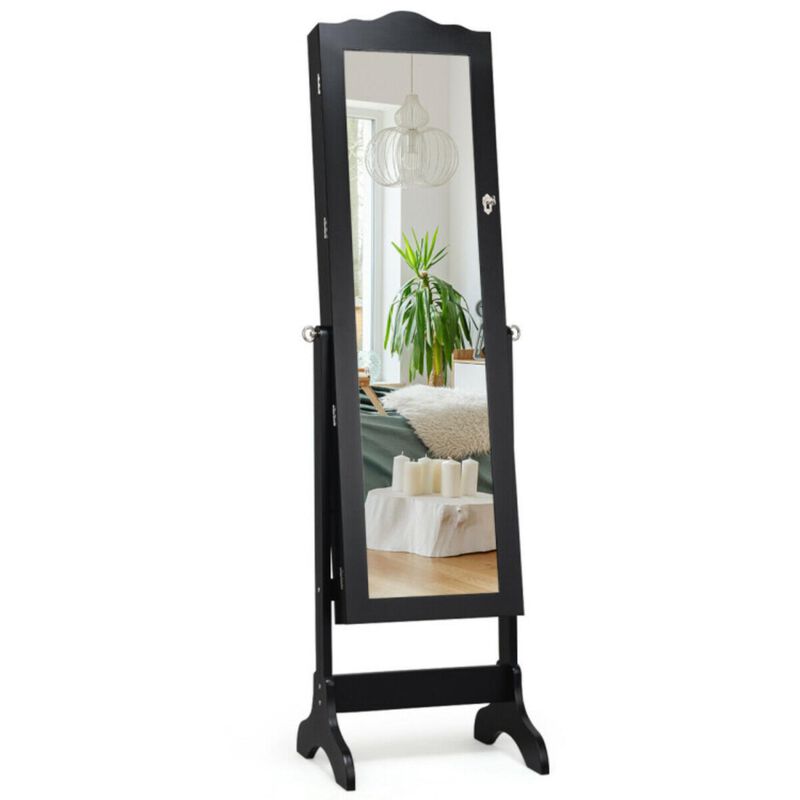 Hivvago 4-Angle Tilting Mirrored Lockable Jewelry Cabinet with Large Storage Capacity
