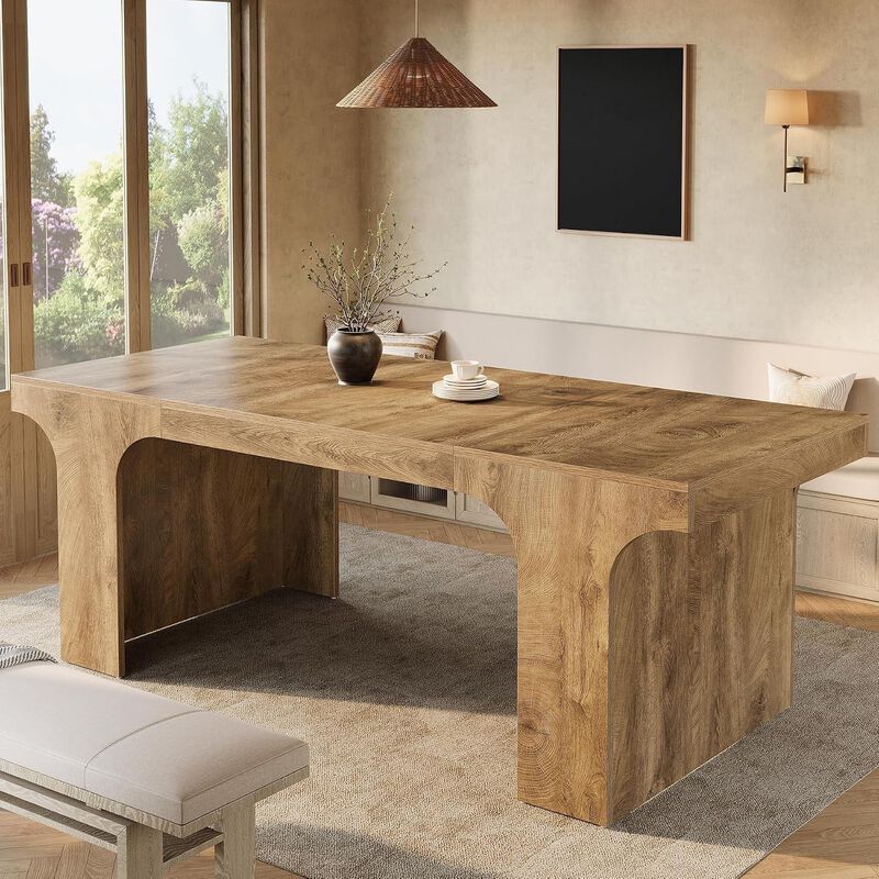 Tribesigns  70.87" Farmhouse Dining Table Kitchen Dining Table for 6-8 People image number 5