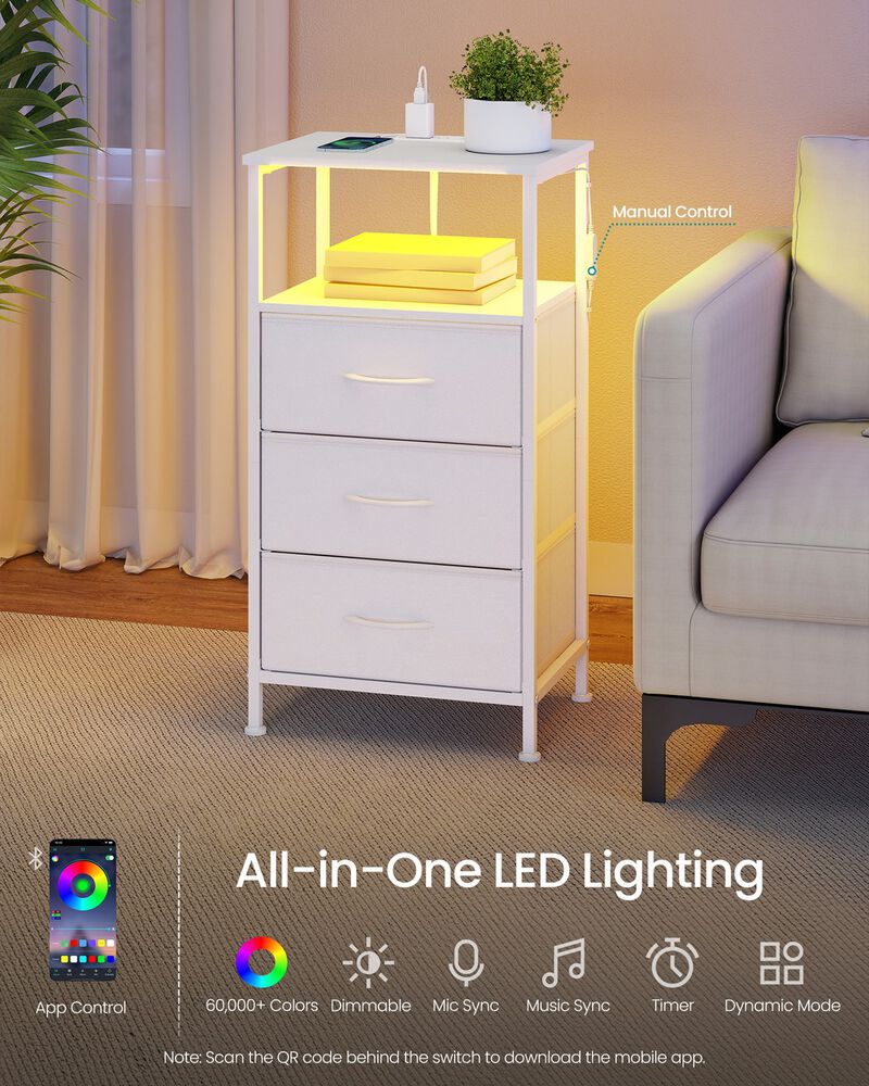 Smart Bedside Table with Charging Station App Controlled LED Lights image number 5
