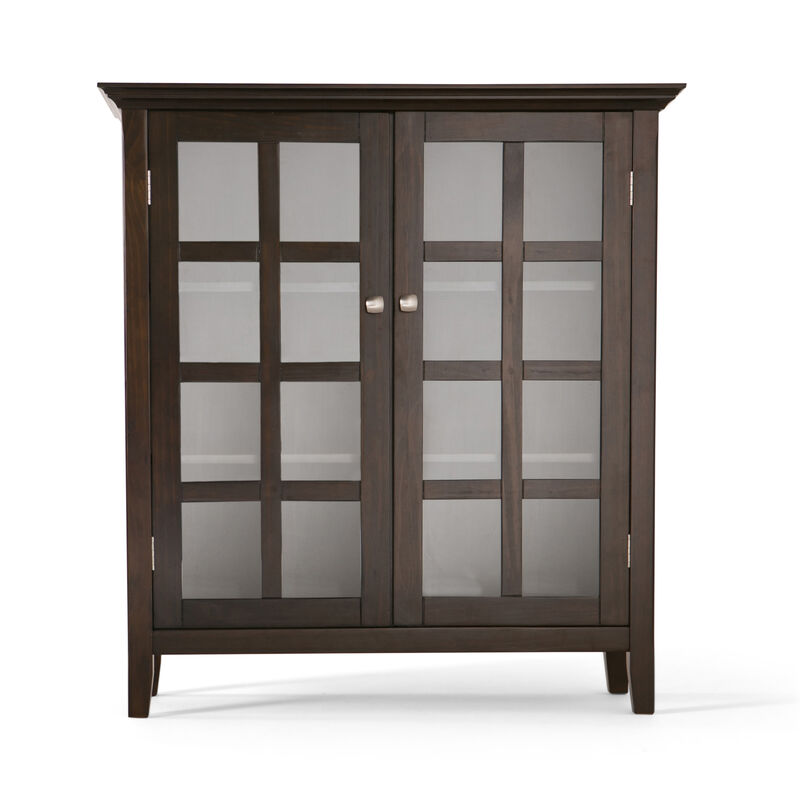 Acadian 39 inch Wide Solid Wood Transitional Storage Cabinet in Brunette Brown