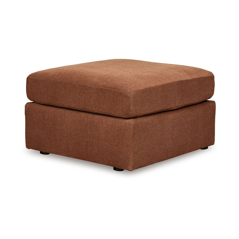 Meso Oversized Square Ottoman, Spice Orange Nuvella Polyester, 32 Inch - Benzara