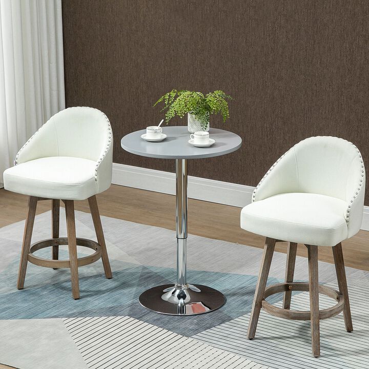 Cream White Kitchen Seating: Linen Counter Stools with Nailhead Trim
