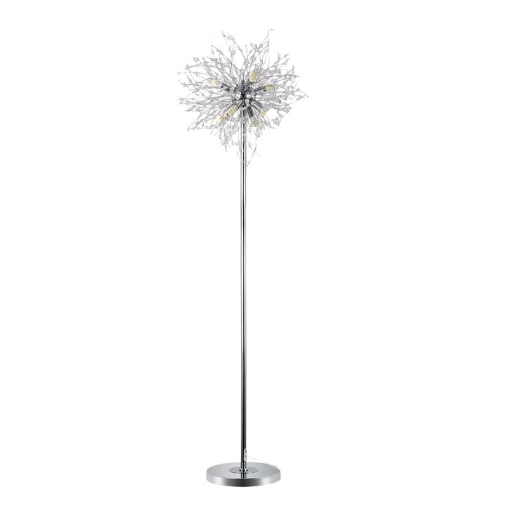 ELEMENT ACE Elegant 69 Inch Tall Crystal Standing Floor Lamp with 8 Lamp Heads, 32 Firework Crystal Accents, Sturdy Metal Base for Living Room Bedroom Home Decor